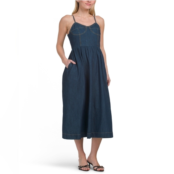 💙🔹️JAPNA 🔹️Women's Dark Wash  Denim  Corset  Top Dress - Picture 2 of 6